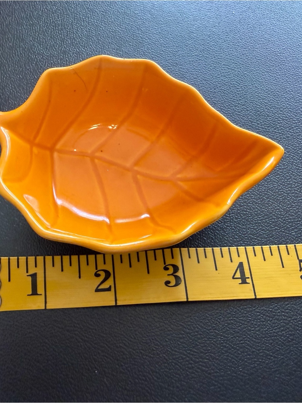 Orange Leaf-Shaped Ceramic Trinket Dish